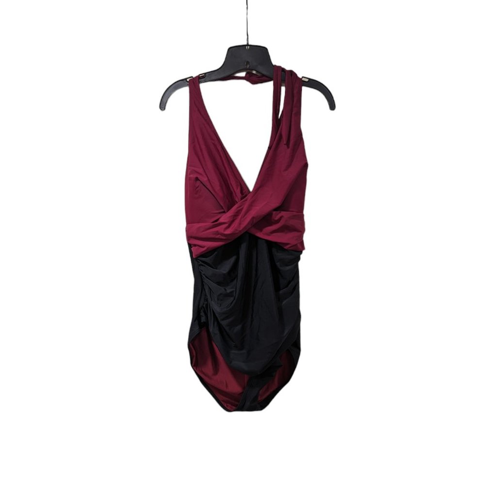 Cocopear Women's Red & Black One Piece Wrap Swimsuit Sz 4 XL